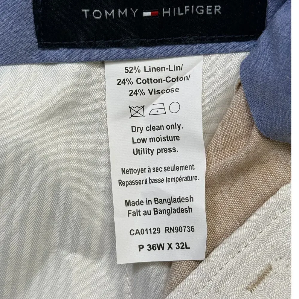 Tommy Hilfiger Men's Modern-Fit Linen Blend Pants Light tan 36x32 $125